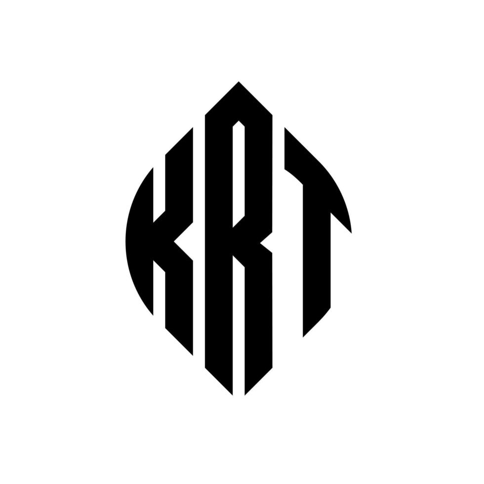 krt-Kreisbuchstaben-Logo-Design mit Kreis- und Ellipsenform. krt Ellipsenbuchstaben mit typografischem Stil. Die drei Initialen bilden ein Kreislogo. krt-Kreis-Emblem abstrakter Monogramm-Buchstaben-Markierungsvektor. vektor