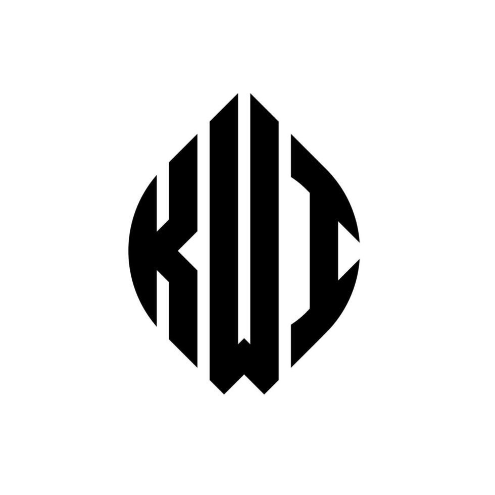 Kwi-Kreis-Buchstaben-Logo-Design mit Kreis- und Ellipsenform. kwi-ellipsenbuchstaben mit typografischem stil. Die drei Initialen bilden ein Kreislogo. Kwi-Kreis-Emblem abstrakter Monogramm-Buchstaben-Markenvektor. vektor