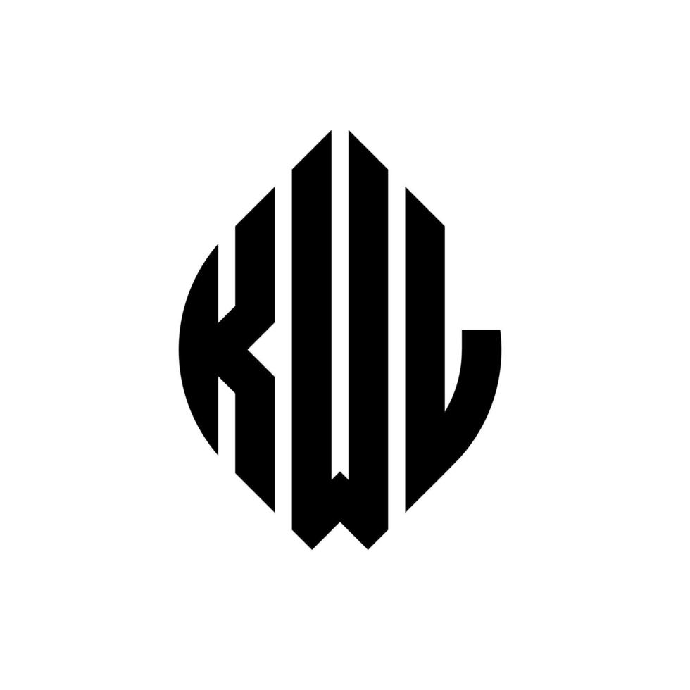 kwl-Kreisbuchstaben-Logo-Design mit Kreis- und Ellipsenform. kwl Ellipsenbuchstaben mit typografischem Stil. Die drei Initialen bilden ein Kreislogo. kwl-Kreis-Emblem abstrakter Monogramm-Buchstaben-Markierungsvektor. vektor