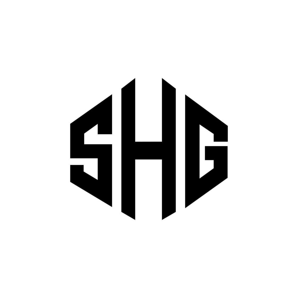 shg brev logotyp design med polygon form. shg polygon och kubform logotypdesign. shg hexagon vektor logotyp mall vita och svarta färger. shg monogram, affärs- och fastighetslogotyp.