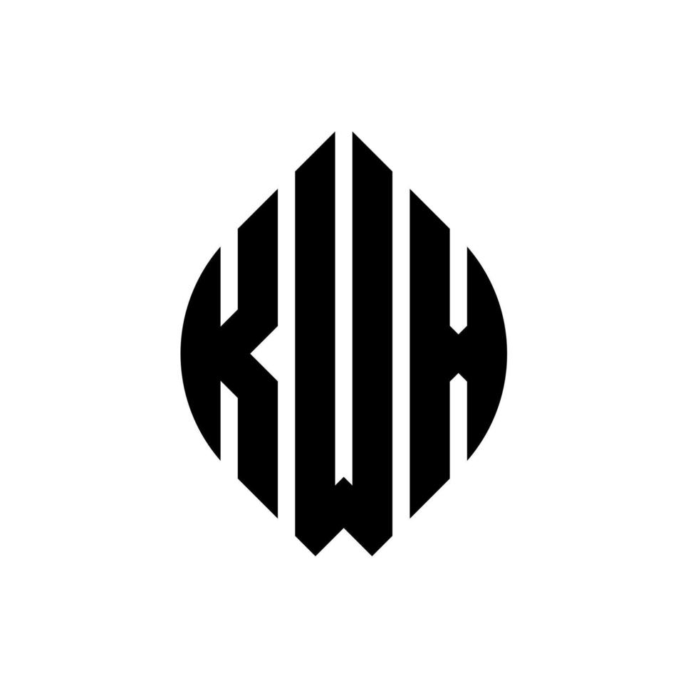kwx-Kreisbuchstaben-Logo-Design mit Kreis- und Ellipsenform. kwx Ellipsenbuchstaben mit typografischem Stil. Die drei Initialen bilden ein Kreislogo. kwx Kreisemblem abstrakter Monogramm-Buchstabenmarkierungsvektor. vektor