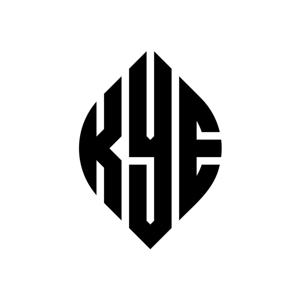 Kye-Kreis-Buchstaben-Logo-Design mit Kreis- und Ellipsenform. Kye-Ellipsenbuchstaben mit typografischem Stil. Die drei Initialen bilden ein Kreislogo. Kye-Kreis-Emblem abstrakter Monogramm-Buchstaben-Markierungsvektor. vektor