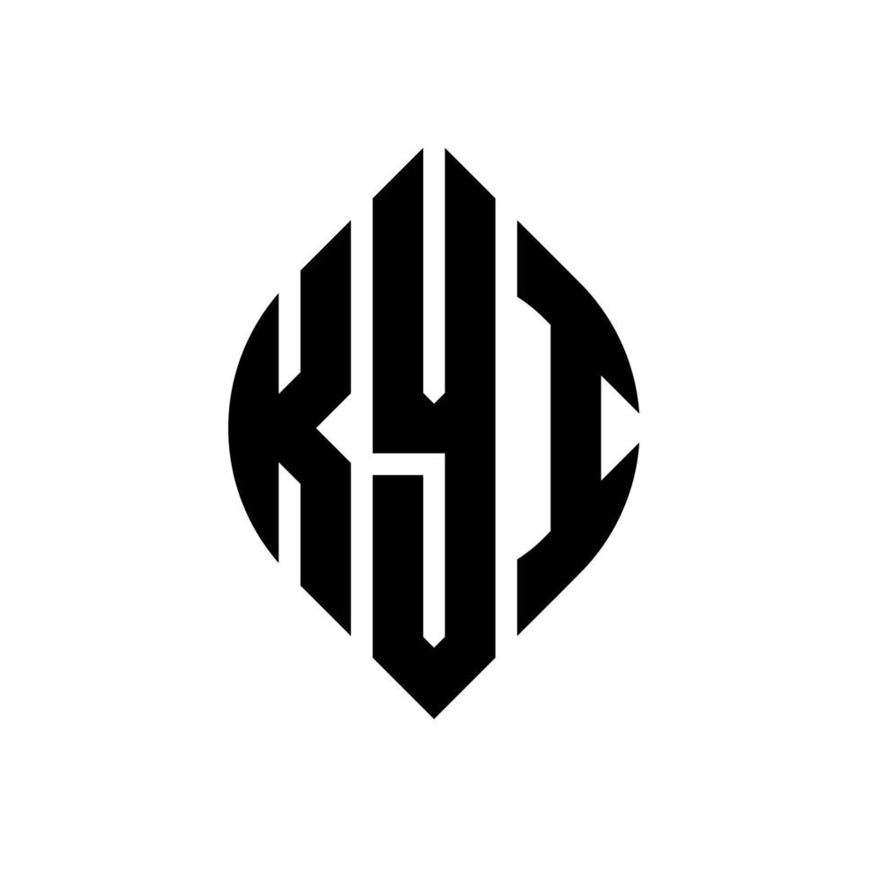 Kyi-Kreis-Buchstaben-Logo-Design mit Kreis- und Ellipsenform. Kyi-Ellipsenbuchstaben mit typografischem Stil. Die drei Initialen bilden ein Kreislogo. Kyi-Kreis-Emblem abstrakter Monogramm-Buchstaben-Markierungsvektor. vektor