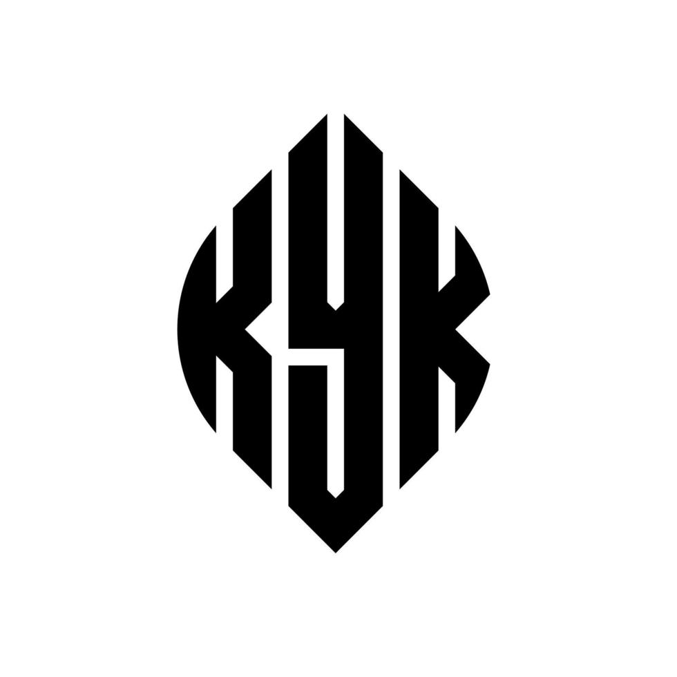 Kyk-Kreis-Buchstaben-Logo-Design mit Kreis- und Ellipsenform. Kyk-Ellipsenbuchstaben mit typografischem Stil. Die drei Initialen bilden ein Kreislogo. Kyk-Kreis-Emblem abstrakter Monogramm-Buchstaben-Markierungsvektor. vektor