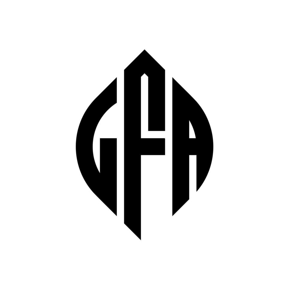 lfa cirkelbokstavslogotypdesign med cirkel- och ellipsform. lfa ellipsbokstäver med typografisk stil. de tre initialerna bildar en cirkellogotyp. lfa cirkel emblem abstrakt monogram brev märke vektor. vektor