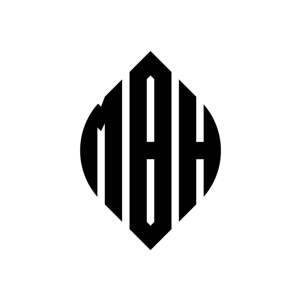 mbh cirkelbokstavslogotypdesign med cirkel och ellipsform. mbh ellipsbokstäver med typografisk stil. de tre initialerna bildar en cirkellogotyp. mbh cirkel emblem abstrakt monogram brev märke vektor. vektor