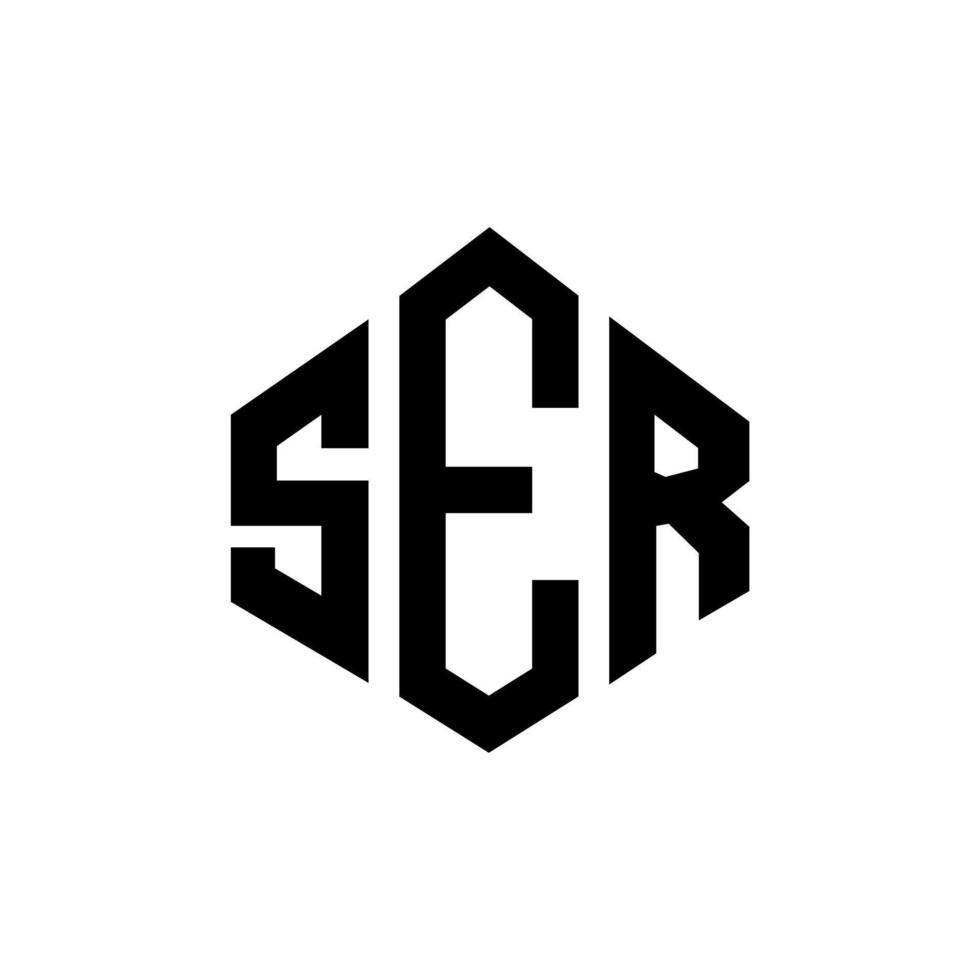 ser-Brief-Logo-Design mit Polygonform. Ser-Polygon- und Würfelform-Logo-Design. Ser Sechseck-Vektor-Logo-Vorlage in weißen und schwarzen Farben. ser-monogramm, geschäfts- und immobilienlogo. vektor