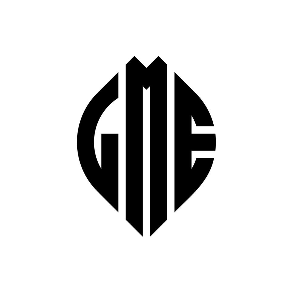 lme-Kreis-Buchstaben-Logo-Design mit Kreis- und Ellipsenform. lme Ellipsenbuchstaben mit typografischem Stil. Die drei Initialen bilden ein Kreislogo. lme-Kreis-Emblem abstrakter Monogramm-Buchstaben-Markenvektor. vektor