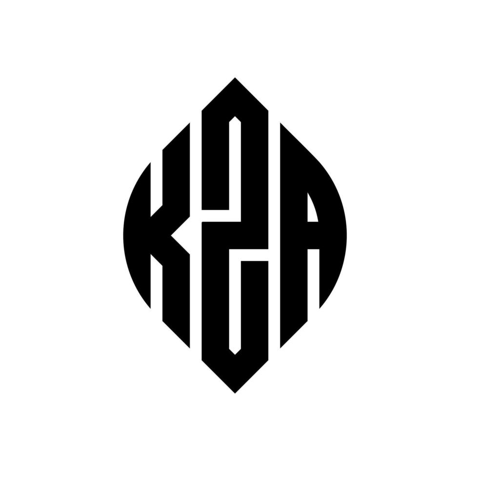 kza cirkel bokstavslogotyp design med cirkel och ellipsform. kza ellipsbokstäver med typografisk stil. de tre initialerna bildar en cirkellogotyp. kza cirkel emblem abstrakt monogram brev märke vektor. vektor