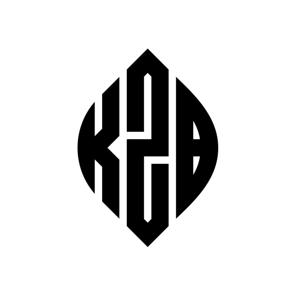 kzb-Kreisbuchstaben-Logo-Design mit Kreis- und Ellipsenform. kzb Ellipsenbuchstaben mit typografischem Stil. Die drei Initialen bilden ein Kreislogo. kzb-Kreis-Emblem abstrakter Monogramm-Buchstaben-Markierungsvektor. vektor