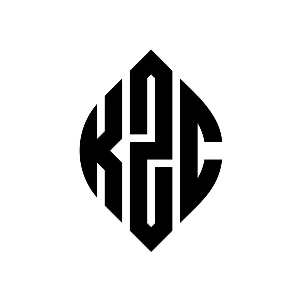 kzc-Kreisbuchstaben-Logo-Design mit Kreis- und Ellipsenform. kzc Ellipsenbuchstaben mit typografischem Stil. Die drei Initialen bilden ein Kreislogo. kzc-Kreis-Emblem abstrakter Monogramm-Buchstaben-Markenvektor. vektor