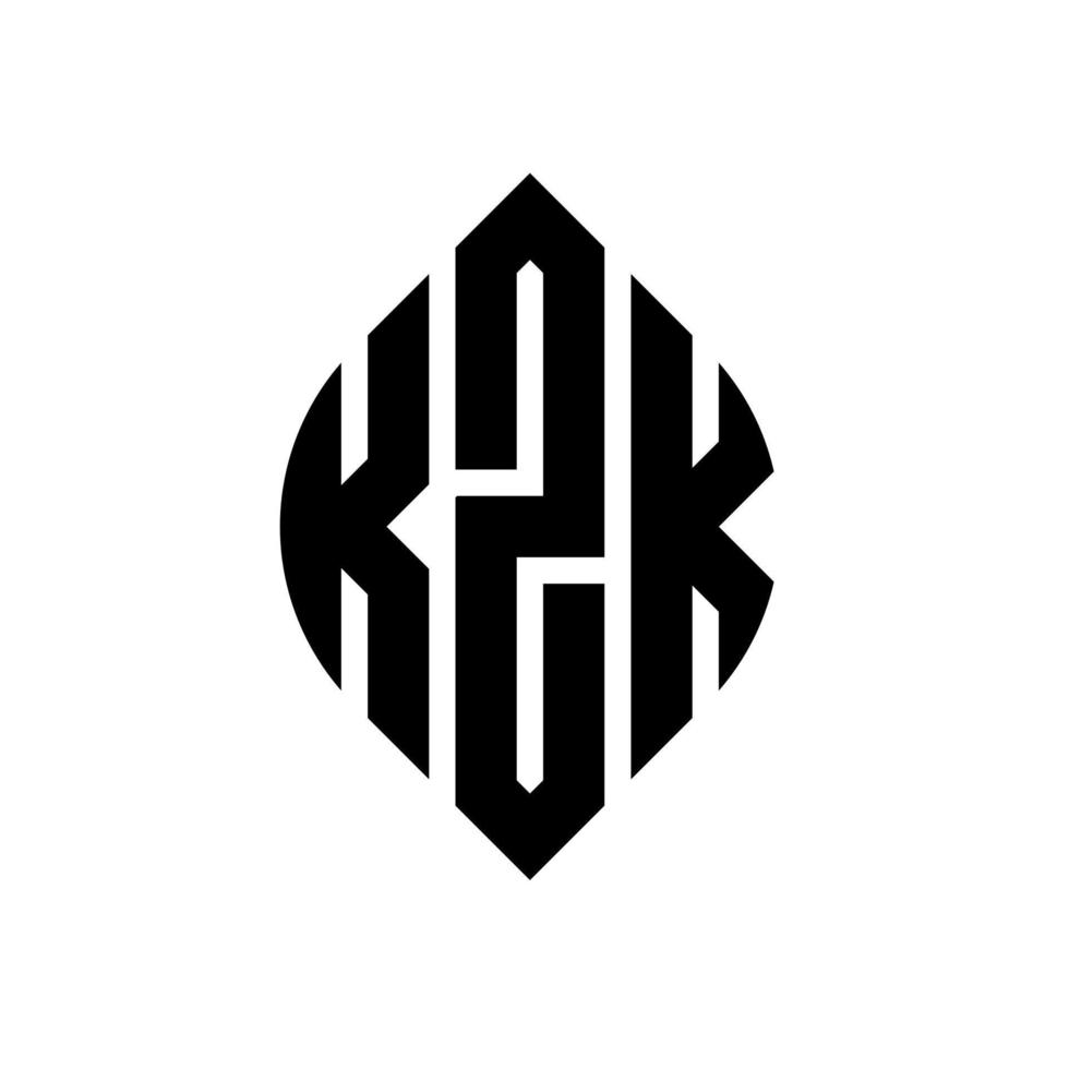 kzk-Kreisbuchstaben-Logo-Design mit Kreis- und Ellipsenform. kzk-Ellipsenbuchstaben mit typografischem Stil. Die drei Initialen bilden ein Kreislogo. kzk-Kreis-Emblem abstrakter Monogramm-Buchstaben-Markenvektor. vektor