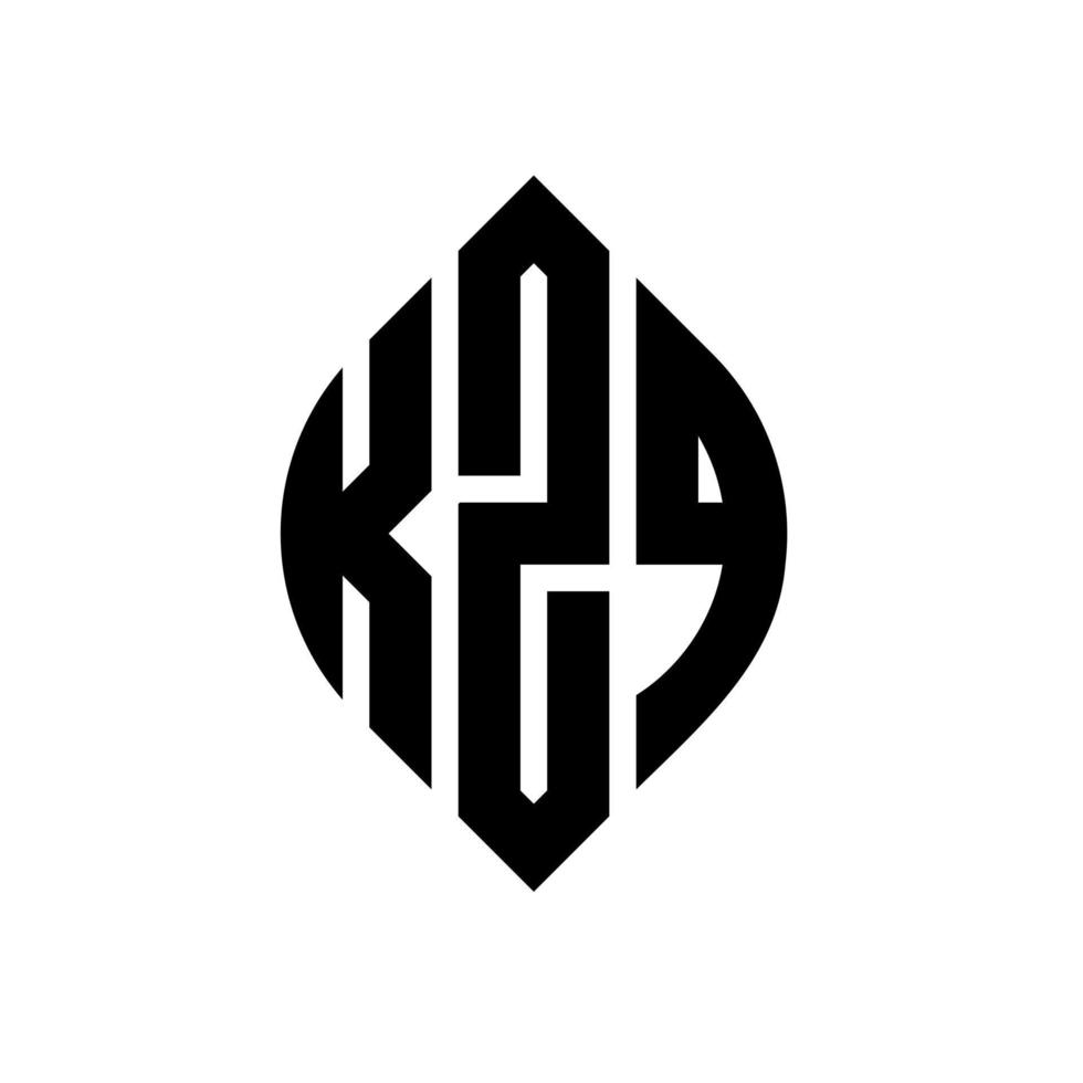 kzq-Kreisbuchstaben-Logo-Design mit Kreis- und Ellipsenform. kzq Ellipsenbuchstaben mit typografischem Stil. Die drei Initialen bilden ein Kreislogo. kzq Kreisemblem abstrakter Monogramm-Buchstabenmarkierungsvektor. vektor
