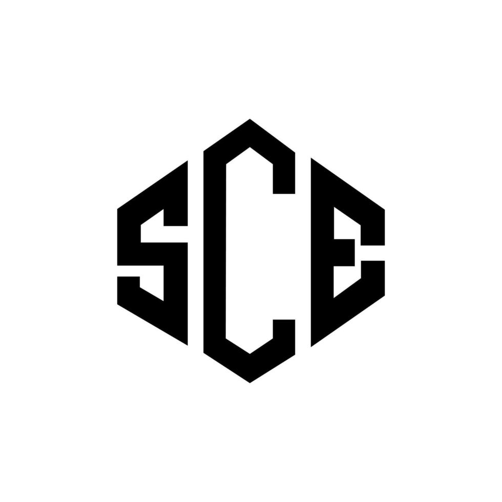 Sce-Brief-Logo-Design mit Polygonform. Sce-Polygon- und Würfelform-Logo-Design. Sce Sechseck-Vektor-Logo-Vorlage in weißen und schwarzen Farben. Sce-Monogramm, Geschäfts- und Immobilienlogo. vektor