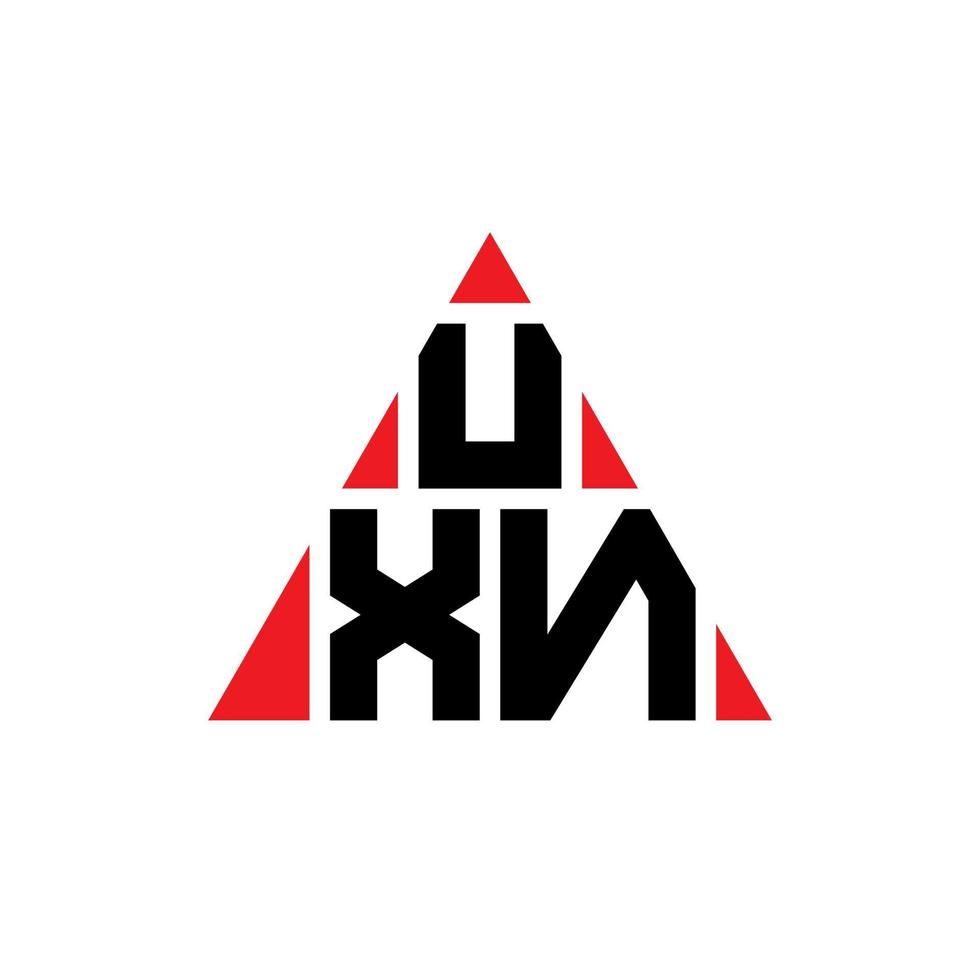 uxn-Dreieck-Buchstaben-Logo-Design mit Dreiecksform. uxn-Dreieck-Logo-Design-Monogramm. uxn-Dreieck-Vektor-Logo-Vorlage mit roter Farbe. uxn dreieckiges Logo einfaches, elegantes und luxuriöses Logo. vektor