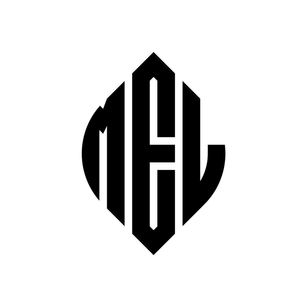 Mel-Kreis-Buchstaben-Logo-Design mit Kreis- und Ellipsenform. Mel-Ellipsenbuchstaben mit typografischem Stil. Die drei Initialen bilden ein Kreislogo. Mel Circle Emblem abstrakter Monogramm-Buchstabenmarkierungsvektor. vektor
