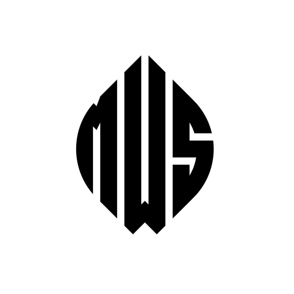 mws-Kreisbuchstaben-Logo-Design mit Kreis- und Ellipsenform. mws Ellipsenbuchstaben mit typografischem Stil. Die drei Initialen bilden ein Kreislogo. mws Kreisemblem abstrakter Monogramm-Buchstabenmarkierungsvektor. vektor