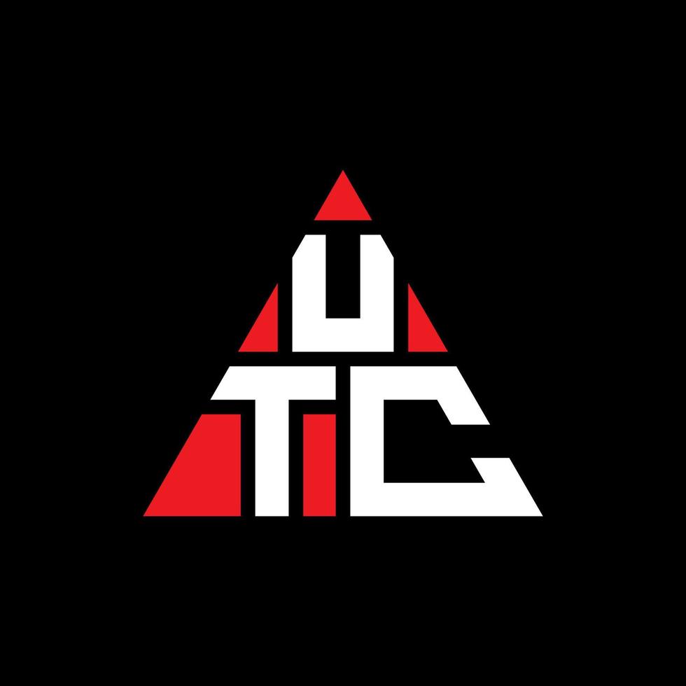 utc triangel bokstavslogotypdesign med triangelform. utc triangel logotyp design monogram. utc triangel vektor logotyp mall med röd färg. utc triangulär logotyp enkel, elegant och lyxig logotyp.