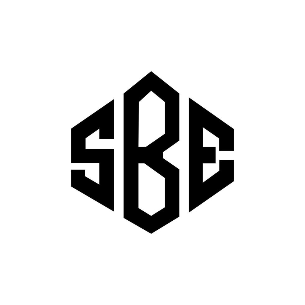 sbe brev logotyp design med polygon form. sbe polygon och kubform logotypdesign. sbe hexagon vektor logotyp mall vita och svarta färger. sbe monogram, affärs- och fastighetslogotyp.