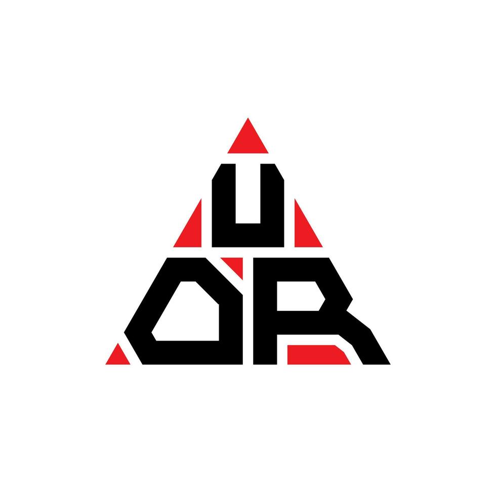 Uor-Dreieck-Buchstaben-Logo-Design mit Dreiecksform. uor Dreieck-Logo-Design-Monogramm. Uor-Dreieck-Vektor-Logo-Vorlage mit roter Farbe. uor dreieckiges Logo einfaches, elegantes und luxuriöses Logo. vektor