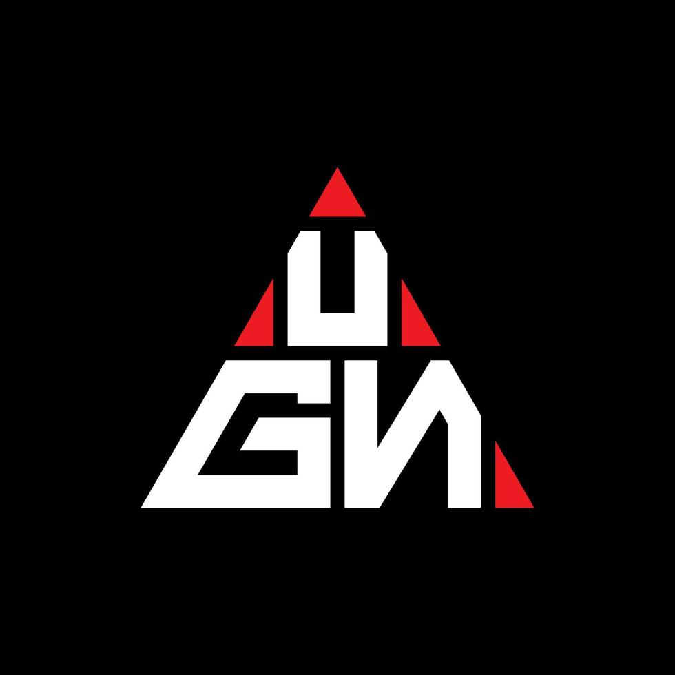 ugn-Dreieck-Buchstaben-Logo-Design mit Dreiecksform. ugn-Dreieck-Logo-Design-Monogramm. ugn-Dreieck-Vektor-Logo-Vorlage mit roter Farbe. ugn dreieckiges Logo einfaches, elegantes und luxuriöses Logo. vektor