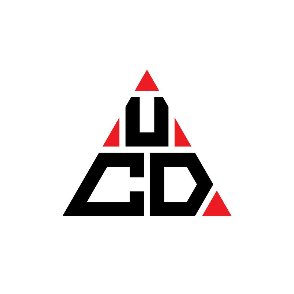 UCD triangel bokstavslogotypdesign med triangelform. ucd triangel logotyp design monogram. UCD triangel vektor logotyp mall med röd färg. UCD triangulär logotyp enkel, elegant och lyxig logotyp.