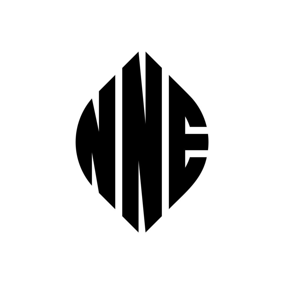 nne-Kreis-Buchstaben-Logo-Design mit Kreis- und Ellipsenform. nne Ellipsenbuchstaben mit typografischem Stil. Die drei Initialen bilden ein Kreislogo. nne-Kreis-Emblem abstrakter Monogramm-Buchstaben-Markierungsvektor. vektor