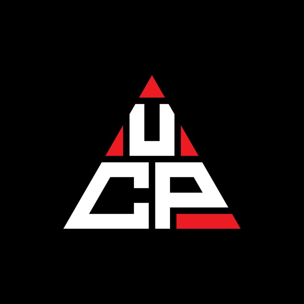 ucp triangel bokstavslogotyp design med triangelform. ucp triangel logotyp design monogram. UCP triangel vektor logotyp mall med röd färg. ucp triangulär logotyp enkel, elegant och lyxig logotyp.
