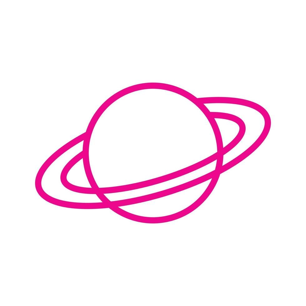 eps10 rosa Vektorplanet saturn Linie Kunstsymbol oder Logo im einfachen flachen trendigen modernen Stil isoliert auf weißem Hintergrund vektor