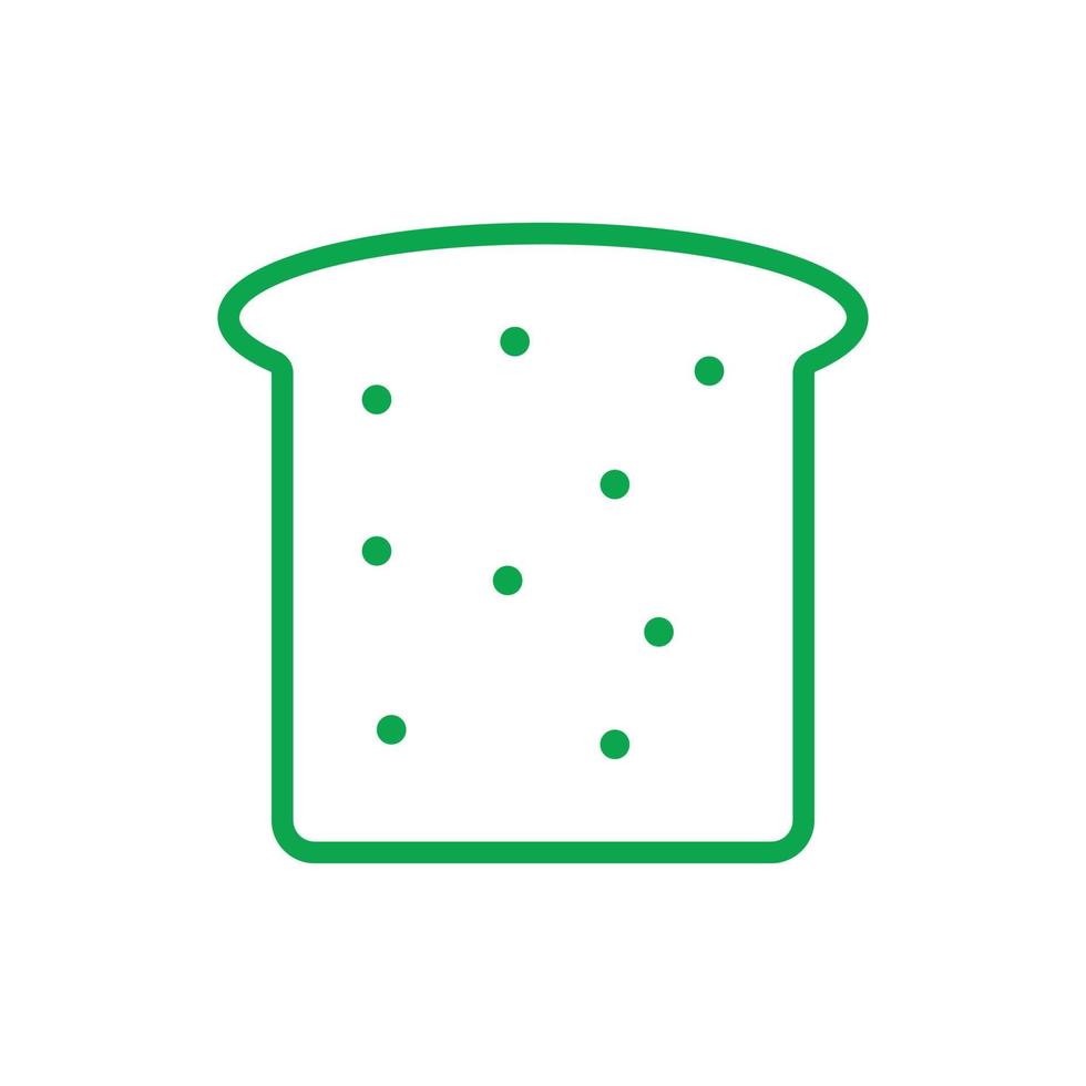 eps10 grön vektor bröd skiva kontur ikon isolerad på vit bakgrund. brödbitssymbol i en enkel platt trendig modern stil för din webbdesign, användargränssnitt, logotyp, piktogram och mobilapplikation