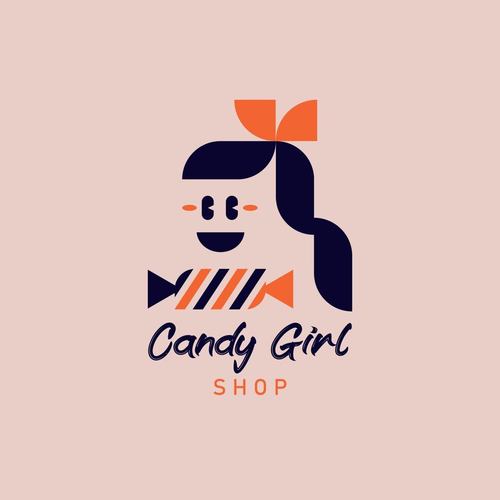 Candy Company Logo-Design mit Bild des kleinen Mädchens vektor