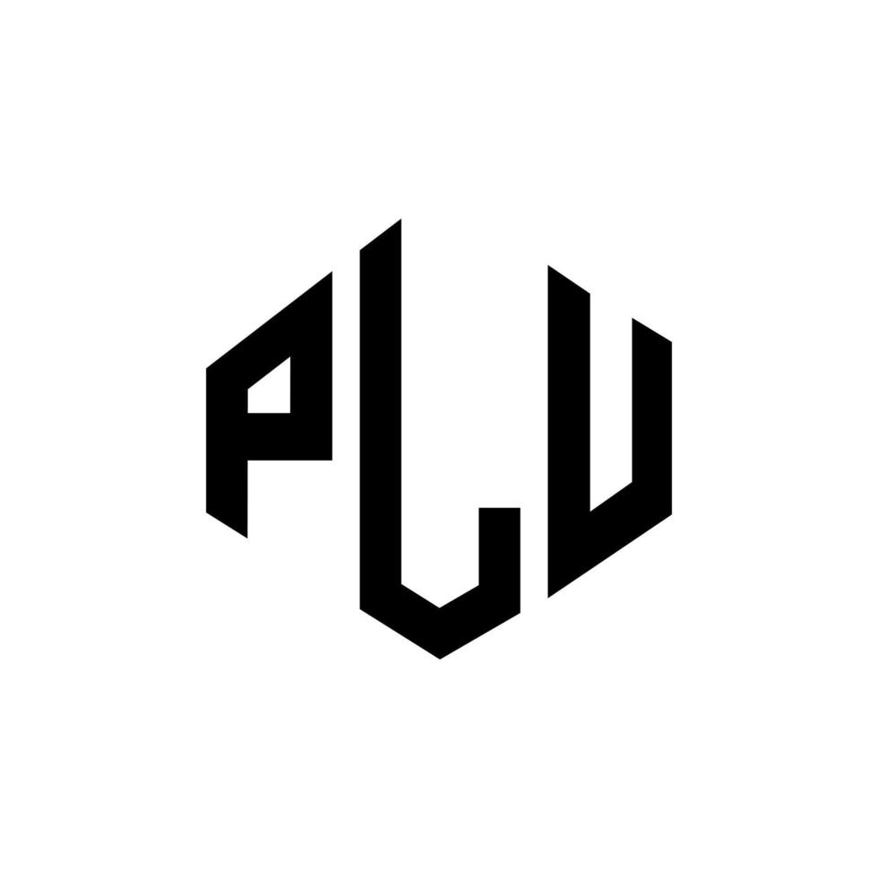 plu bokstav logotyp design med polygon form. plu polygon och kubformad logotypdesign. plu hexagon vektor logotyp mall vita och svarta färger. plu monogram, affärs- och fastighetslogotyp.