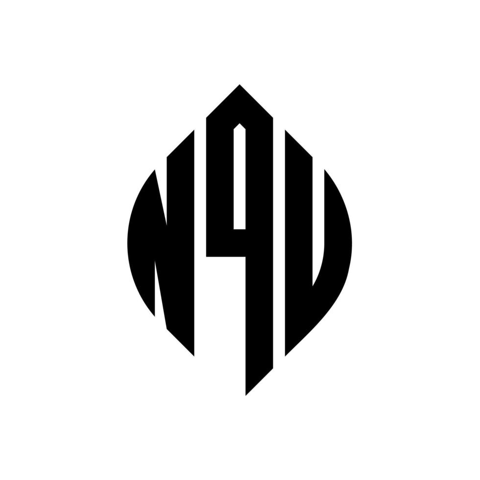 nq-Kreis-Buchstaben-Logo-Design mit Kreis- und Ellipsenform. nq Ellipsenbuchstaben mit typografischem Stil. Die drei Initialen bilden ein Kreislogo. nqu Kreisemblem abstrakter Monogramm-Buchstabenmarkierungsvektor. vektor