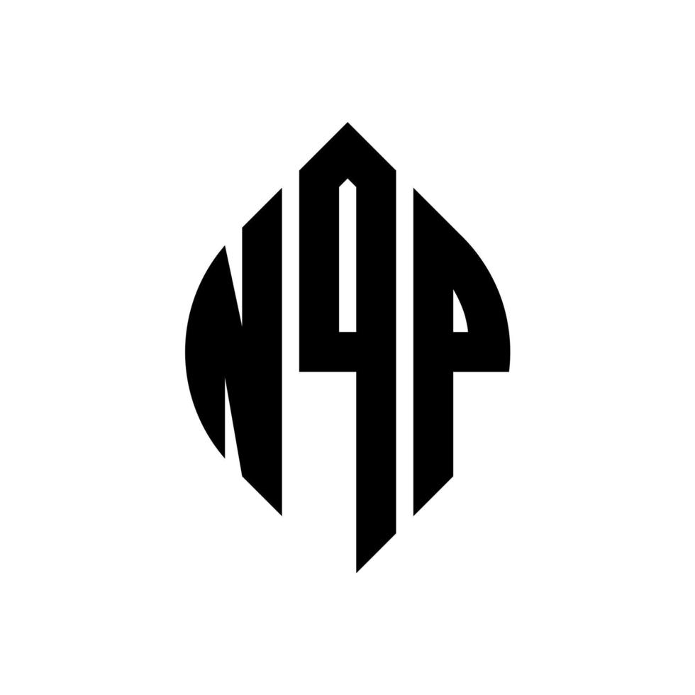 nqp-Kreisbuchstaben-Logo-Design mit Kreis- und Ellipsenform. nqp Ellipsenbuchstaben mit typografischem Stil. Die drei Initialen bilden ein Kreislogo. nqp-Kreis-Emblem abstrakter Monogramm-Buchstaben-Markierungsvektor. vektor