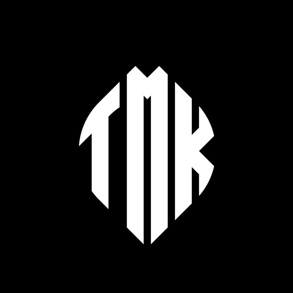 tmk-Kreisbuchstaben-Logo-Design mit Kreis- und Ellipsenform. tmk Ellipsenbuchstaben mit typografischem Stil. Die drei Initialen bilden ein Kreislogo. tmk-Kreis-Emblem abstrakter Monogramm-Buchstaben-Markierungsvektor. vektor