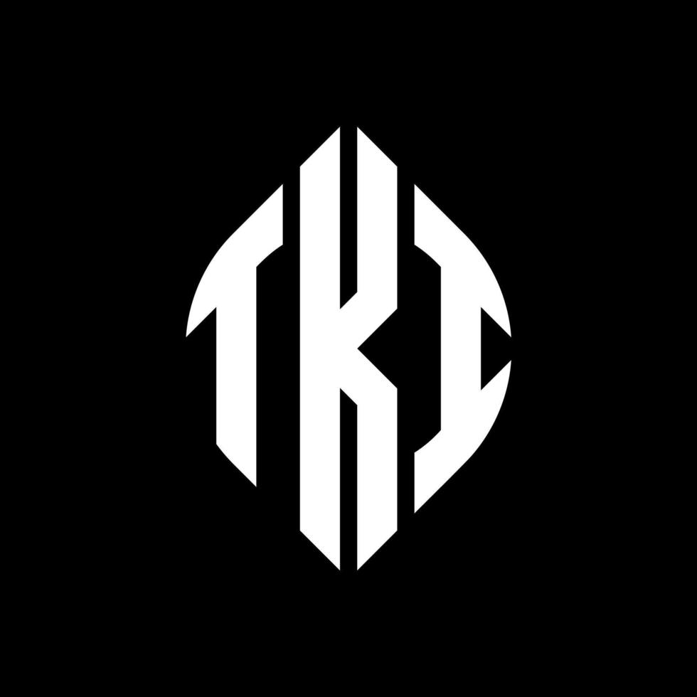 tki-Kreis-Buchstaben-Logo-Design mit Kreis- und Ellipsenform. tki Ellipsenbuchstaben mit typografischem Stil. Die drei Initialen bilden ein Kreislogo. tki-Kreis-Emblem abstrakter Monogramm-Buchstaben-Markenvektor. vektor