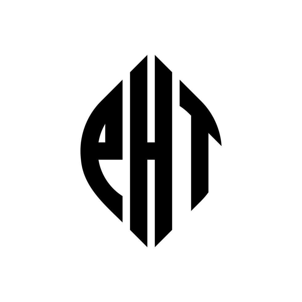 pht-Kreis-Buchstaben-Logo-Design mit Kreis- und Ellipsenform. pht Ellipsenbuchstaben mit typografischem Stil. Die drei Initialen bilden ein Kreislogo. pht-Kreis-Emblem abstrakter Monogramm-Buchstaben-Markierungsvektor. vektor