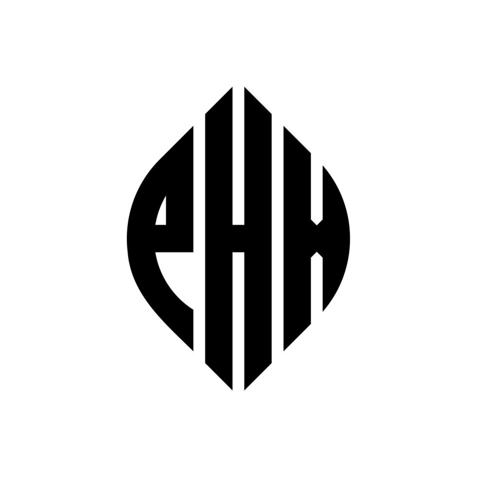 phx-Kreisbuchstaben-Logo-Design mit Kreis- und Ellipsenform. Phx-Ellipsenbuchstaben mit typografischem Stil. Die drei Initialen bilden ein Kreislogo. Phx-Kreis-Emblem abstrakter Monogramm-Buchstaben-Markierungsvektor. vektor