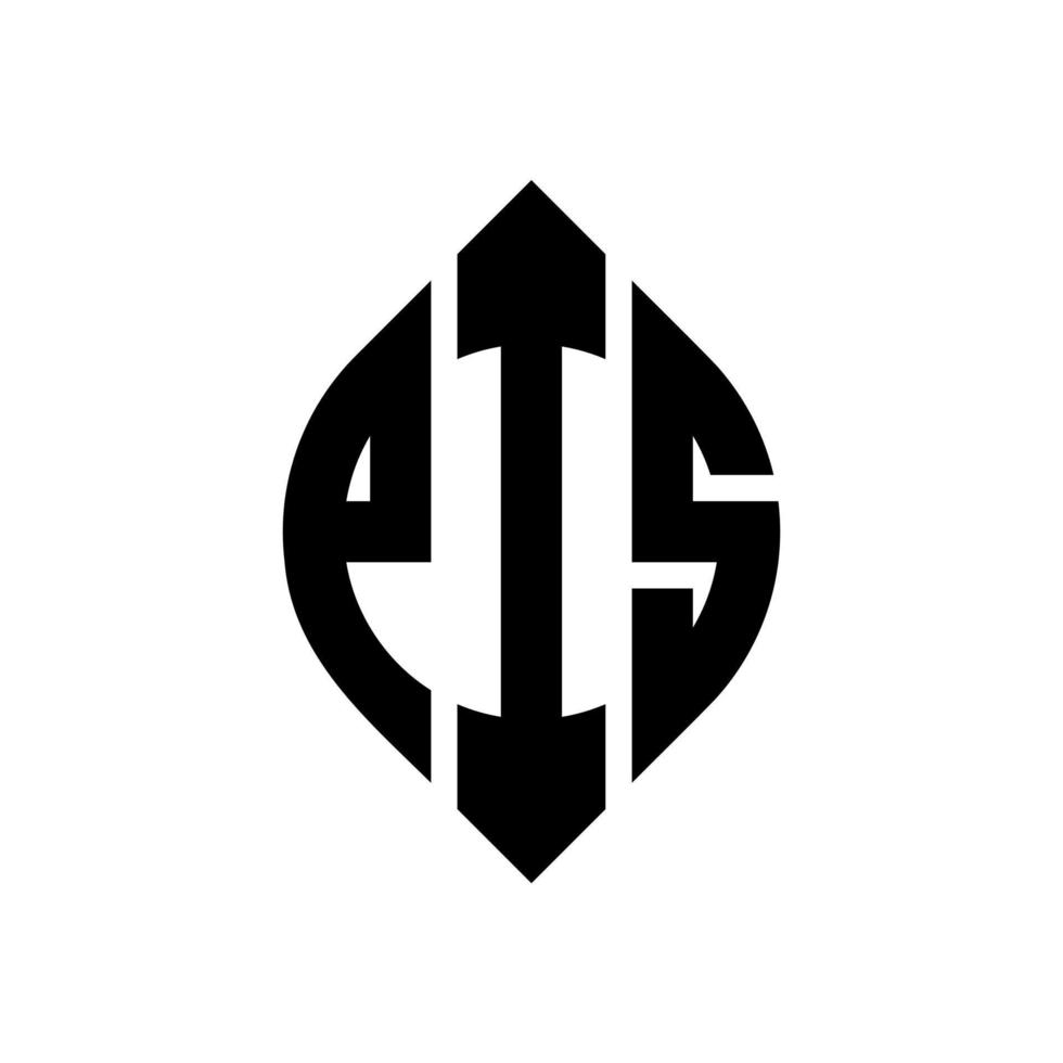 Pis-Kreis-Buchstaben-Logo-Design mit Kreis- und Ellipsenform. Pis-Ellipsenbuchstaben mit typografischem Stil. Die drei Initialen bilden ein Kreislogo. Pis-Kreis-Emblem abstrakter Monogramm-Buchstaben-Markierungsvektor. vektor
