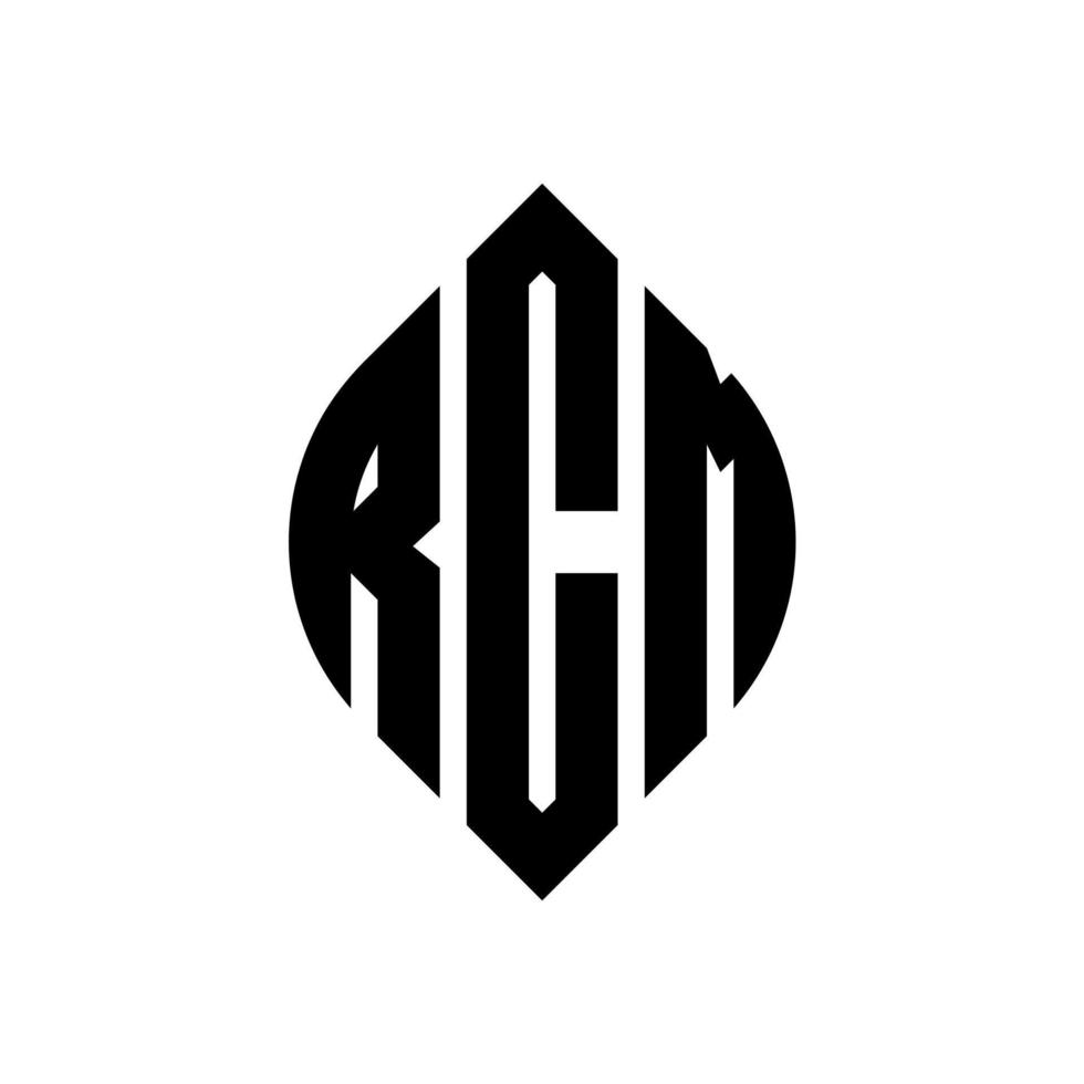 rcm cirkelbokstavslogotypdesign med cirkel och ellipsform. rcm ellipsbokstäver med typografisk stil. de tre initialerna bildar en cirkellogotyp. rcm cirkel emblem abstrakt monogram bokstav märke vektor. vektor