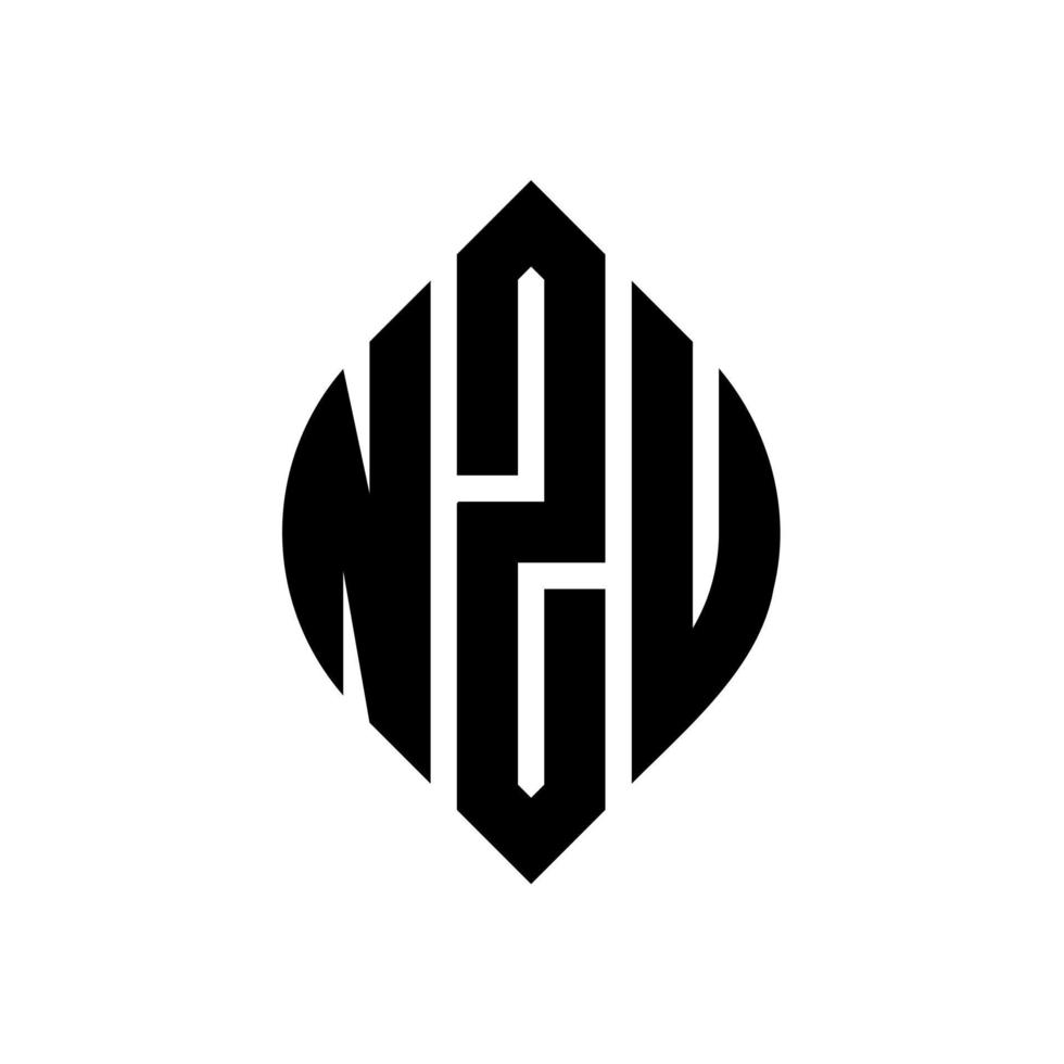 nzu-Kreisbuchstaben-Logo-Design mit Kreis- und Ellipsenform. nzu Ellipsenbuchstaben mit typografischem Stil. Die drei Initialen bilden ein Kreislogo. Nzu-Kreis-Emblem abstrakter Monogramm-Buchstaben-Markierungsvektor. vektor