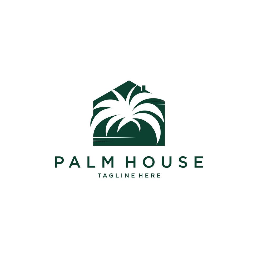 Palm House Tree Home Vektor-Logo-Design vektor