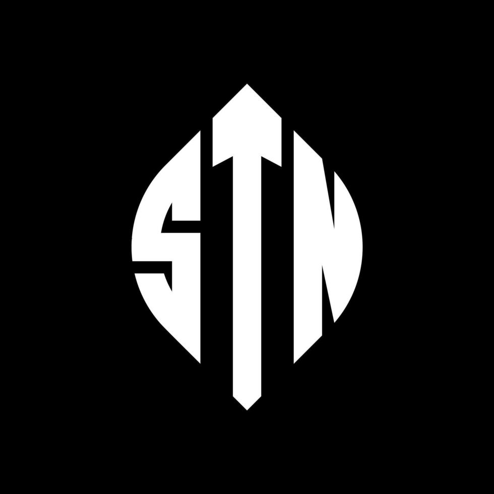 stn-Kreisbuchstaben-Logo-Design mit Kreis- und Ellipsenform. stn Ellipsenbuchstaben mit typografischem Stil. Die drei Initialen bilden ein Kreislogo. STN-Kreis-Emblem abstrakter Monogramm-Buchstaben-Markierungsvektor. vektor