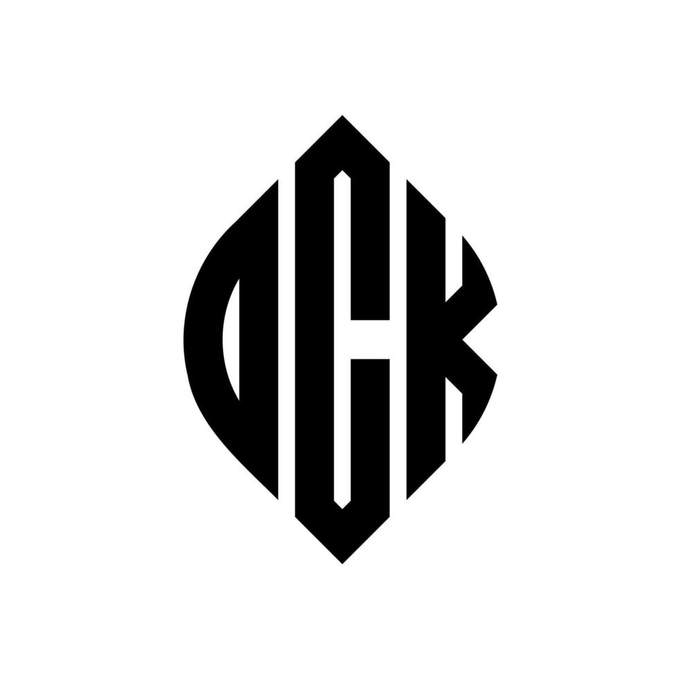 ock cirkel bokstavslogotyp design med cirkel och ellipsform. ock ellips bokstäver med typografisk stil. de tre initialerna bildar en cirkellogotyp. ock cirkel emblem abstrakt monogram bokstaven märke vektor. vektor