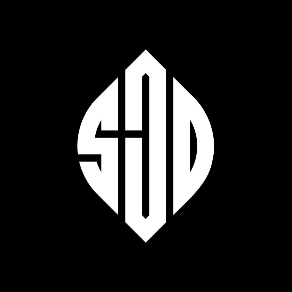 Sjo-Kreis-Buchstaben-Logo-Design mit Kreis- und Ellipsenform. Sjo-Ellipsenbuchstaben mit typografischem Stil. Die drei Initialen bilden ein Kreislogo. Sjo-Kreis-Emblem abstrakter Monogramm-Buchstaben-Markierungsvektor. vektor