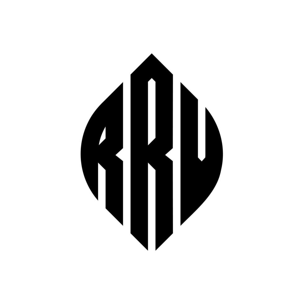 rrv-Kreisbuchstaben-Logo-Design mit Kreis- und Ellipsenform. rrv Ellipsenbuchstaben mit typografischem Stil. Die drei Initialen bilden ein Kreislogo. rrv-Kreis-Emblem abstrakter Monogramm-Buchstaben-Markierungsvektor. vektor