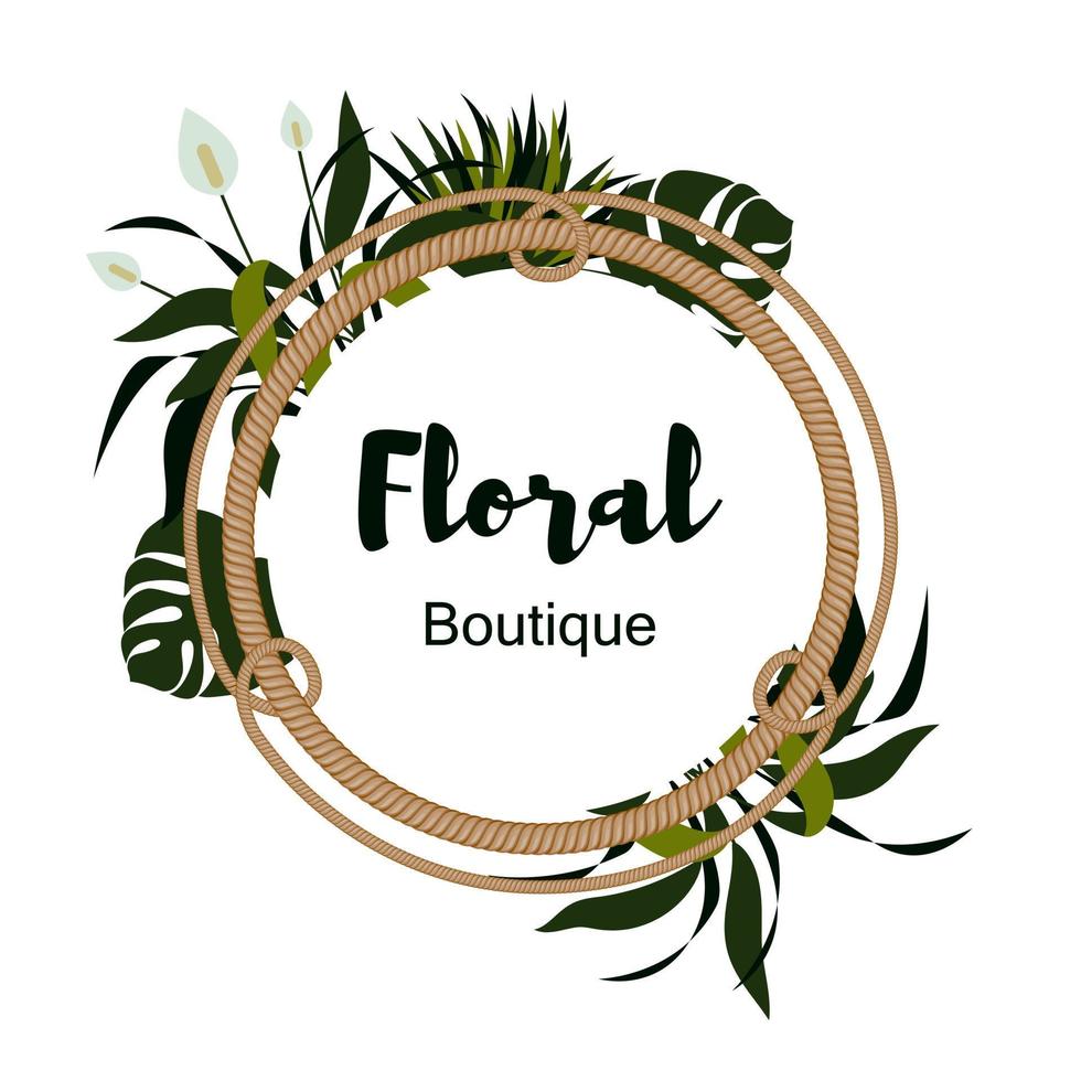 florales Boutique-Design mit Seilrahmen. Vektor-Illustration. florales Etikett. vektor