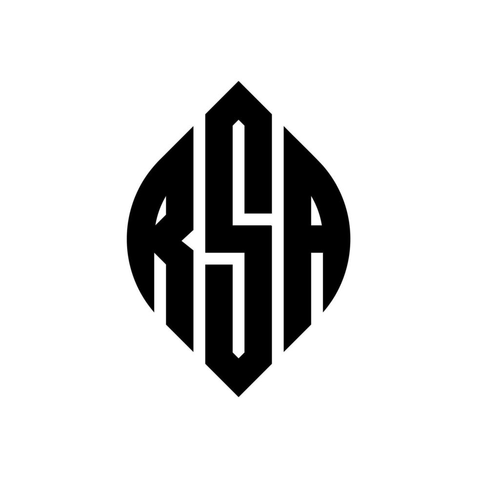 rsa-Kreisbuchstaben-Logo-Design mit Kreis- und Ellipsenform. rsa-ellipsenbuchstaben mit typografischem stil. Die drei Initialen bilden ein Kreislogo. rsa-Kreis-Emblem abstrakter Monogramm-Buchstaben-Markierungsvektor. vektor