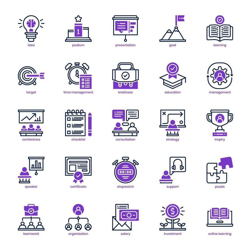 Business-Training-Icon-Pack für Ihr Website-Design, Logo, App, ui. Business-Training-Icon-Mix-Linie und solides Design. Vektorgrafik-Illustration und editierbarer Strich. vektor