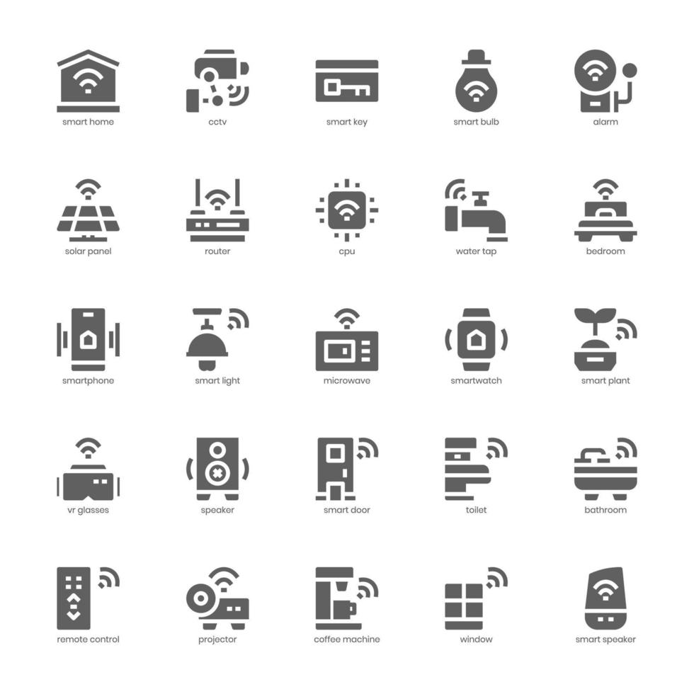 Smart-Home-Geräte-Icon-Pack für Ihre Website, Ihr Handy, Ihre Präsentation und Ihr Logo-Design. Glyph-Design für Smart-Home-Gerätesymbole. Vektorgrafik-Illustration und editierbarer Strich. vektor